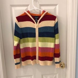 Vintage Multicolored Striped Sweater with Hood